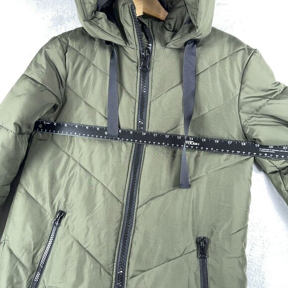 JDY Skylar Chevron Padded Jacket Long Hooded Womens Army Green Size Small - Picture 10 of 15